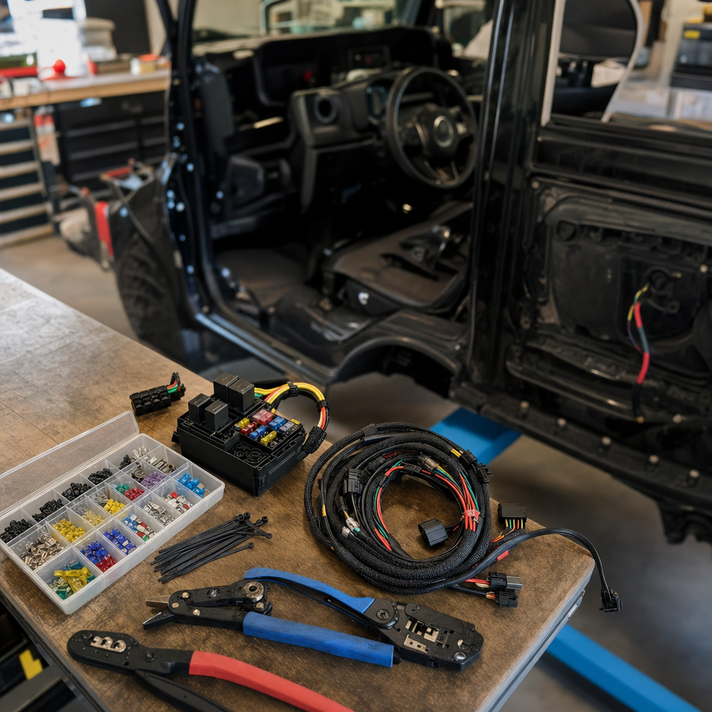Relay socket and fused wiring loom in a vehicle bay